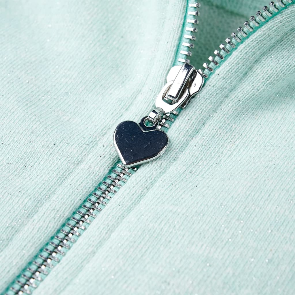 Hanorac copii cu glugă și fermoar, combinație verde mentă deschis, 104 GartenMobel Dekor