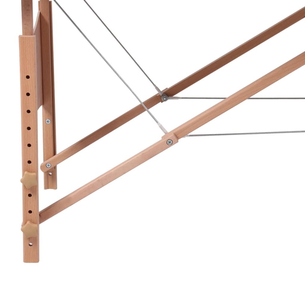 Masă de masaj pliabilă, 4 zone, alb crem, cadru din lemn GartenMobel Dekor