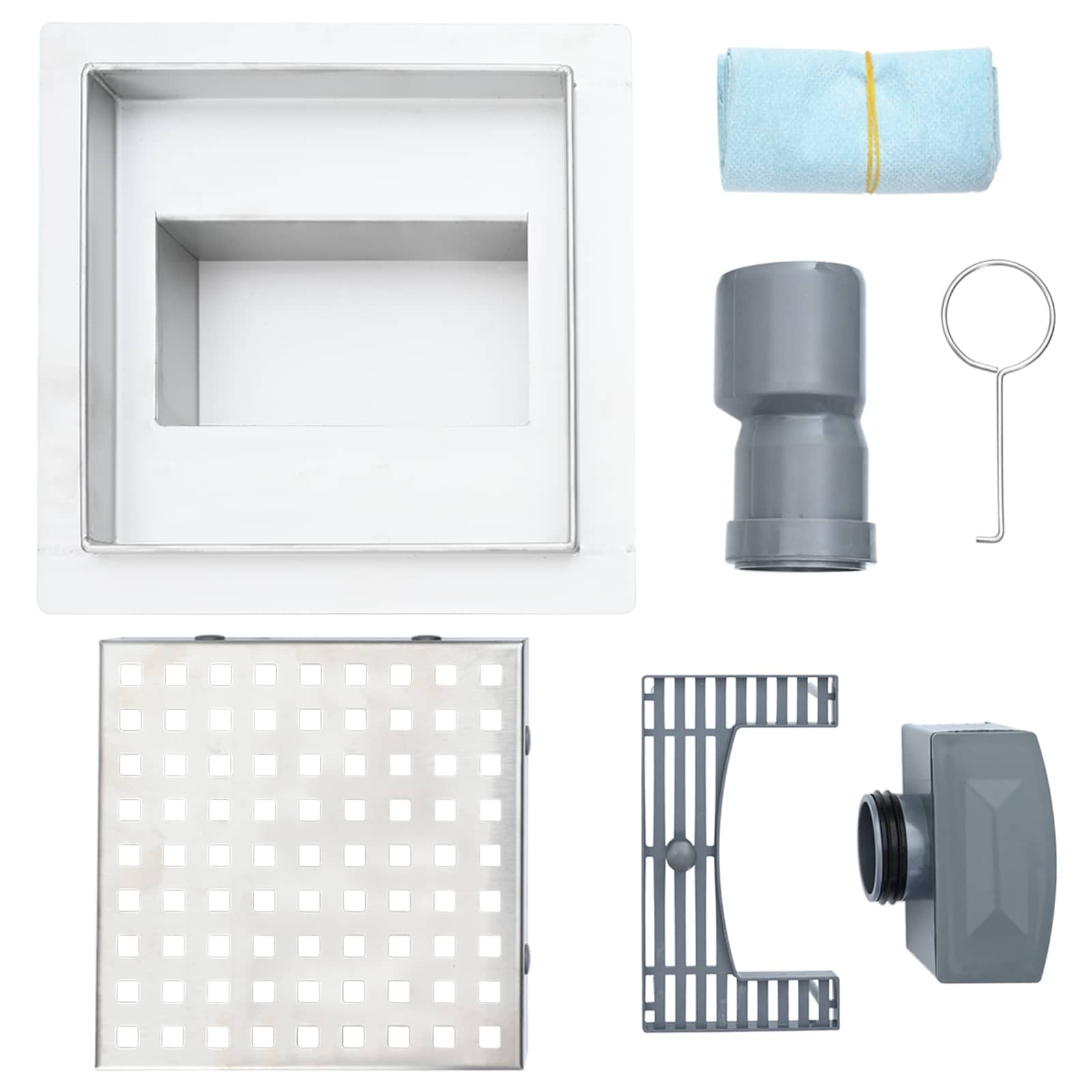 Dren de duș 2 în 1 Argintiu 15 x 15 cm Oțel inoxidabil 304 GartenMobel Dekor