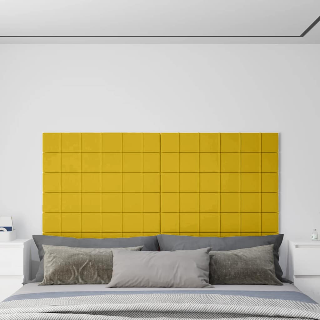 Panouri de perete 12 buc. galben 90x15 cm catifea 1,62 m² GartenMobel Dekor
