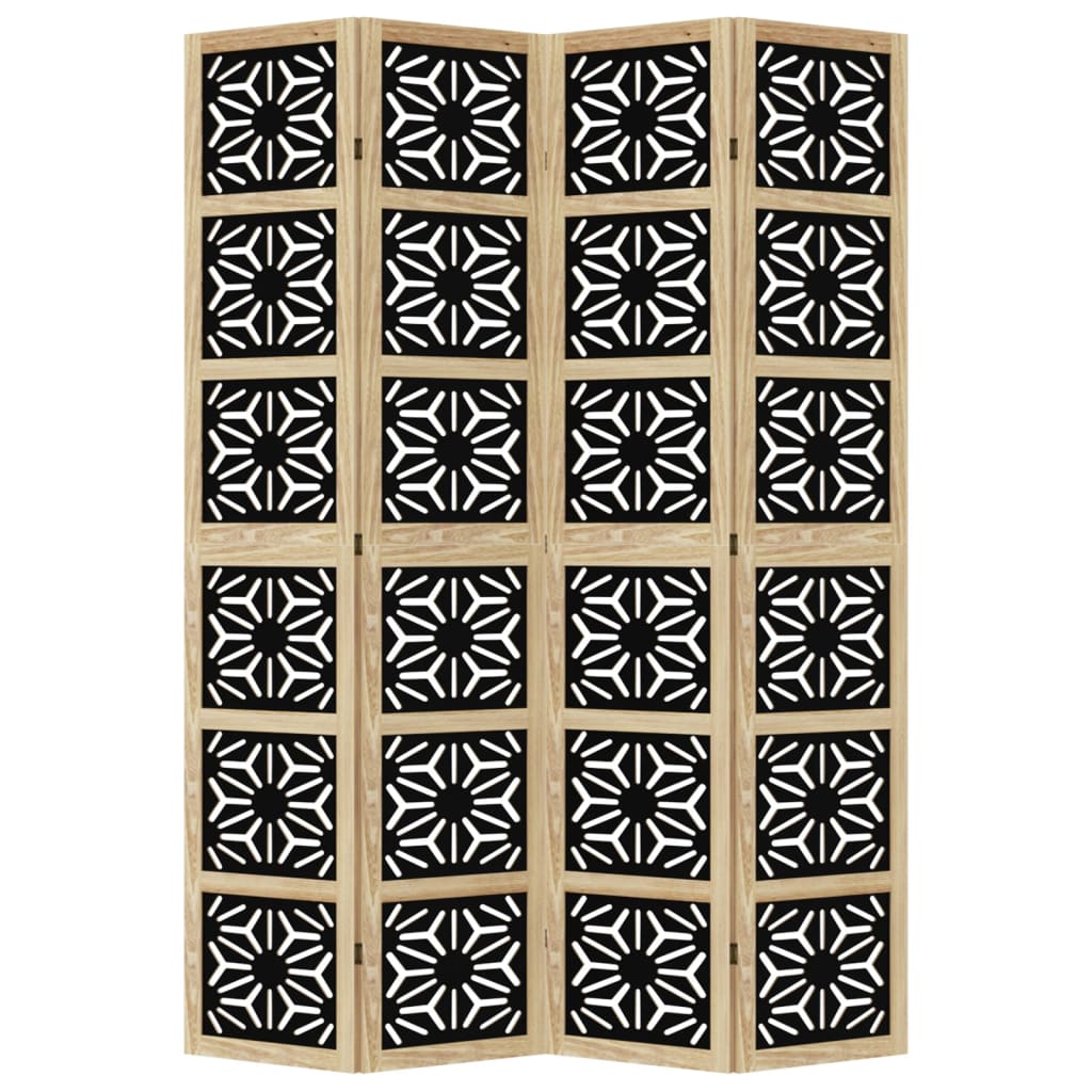 Paravan de cameră, 4 panouri, maro/negru, lemn masiv paulownia GartenMobel Dekor