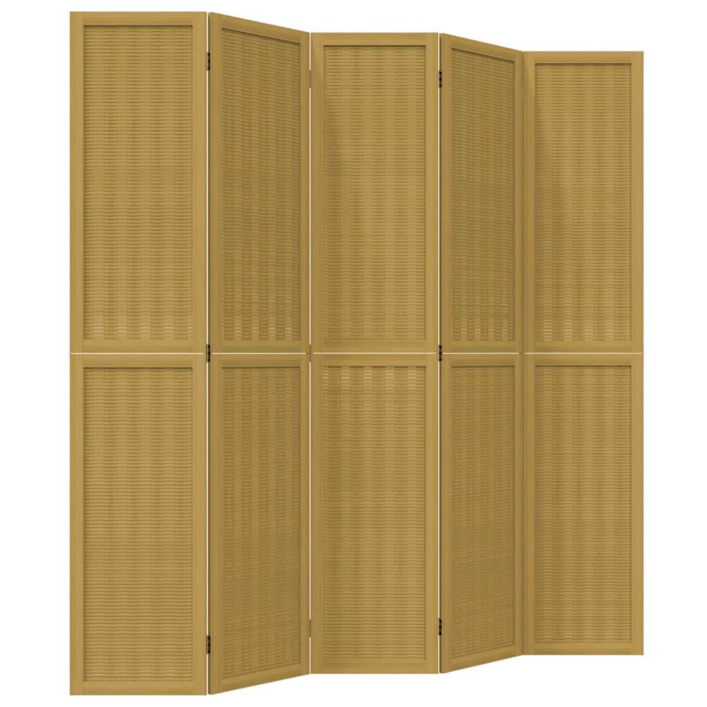 Paravan de cameră cu 5 panouri, maro, lemn masiv paulownia GartenMobel Dekor