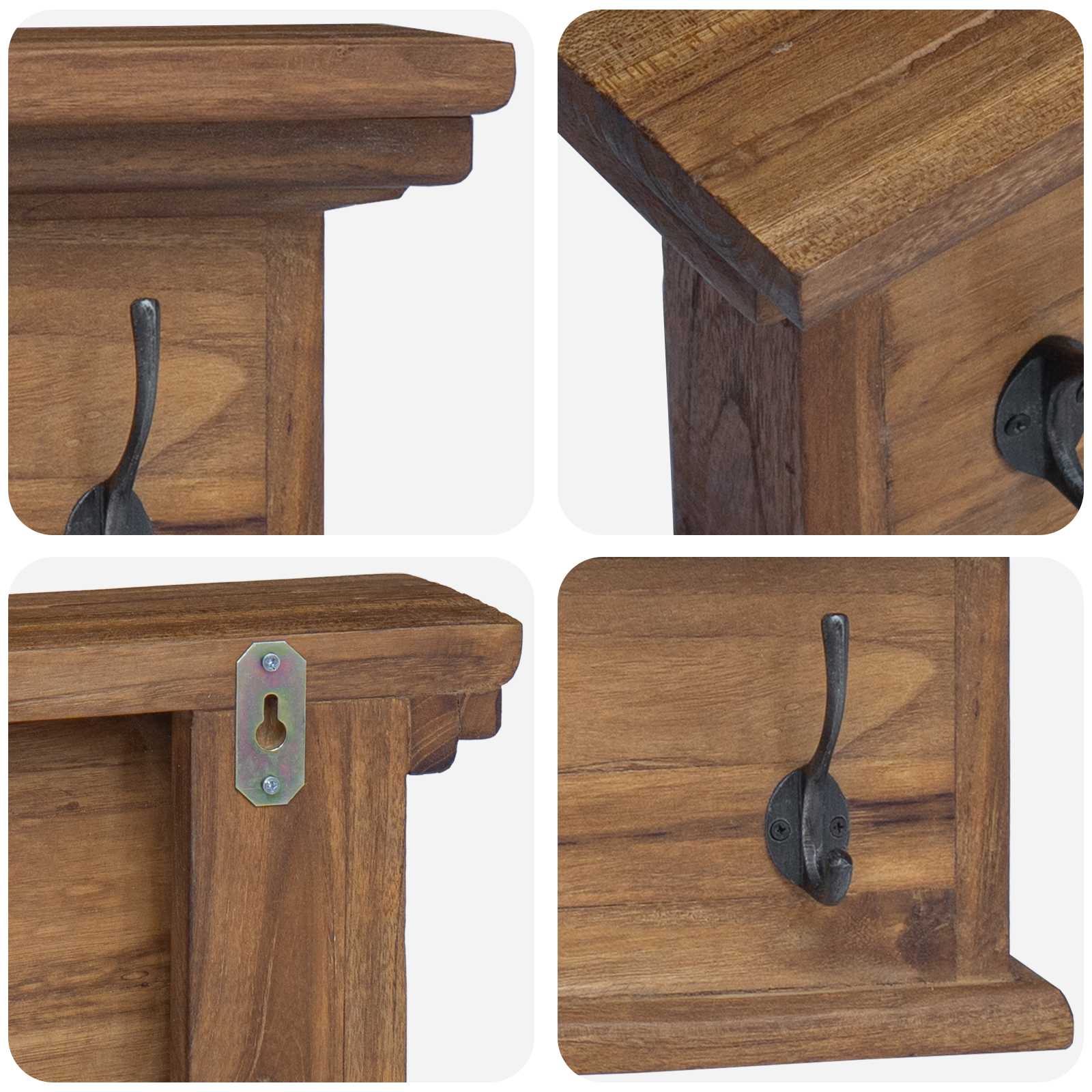 Răcător de paltoane montat pe perete natural 100 x 10 x 20 cm GartenMobel Dekor