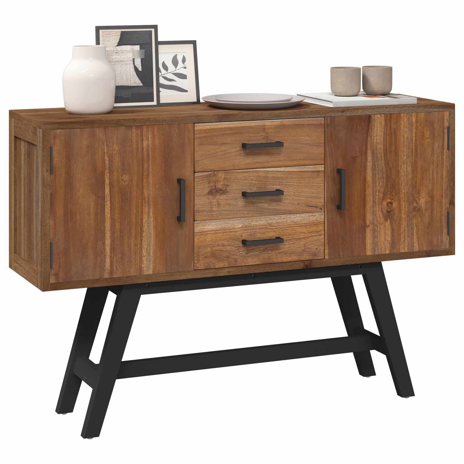 Support TV cu sertar Maro 110 x 30 x 75 cm Lemn solid de tec GartenMobel Dekor