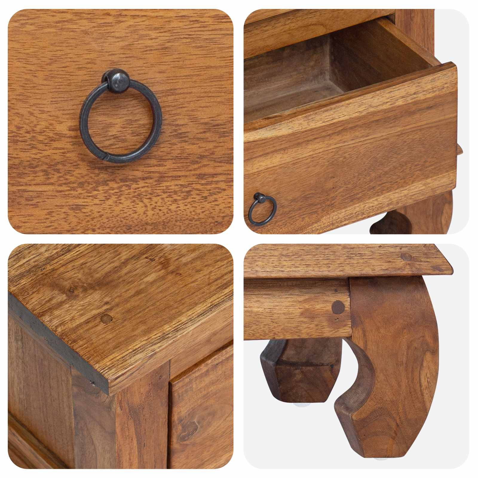 Support TV cu sertar Maro 110 x 35 x 40 cm Lemn solid de tec GartenMobel Dekor