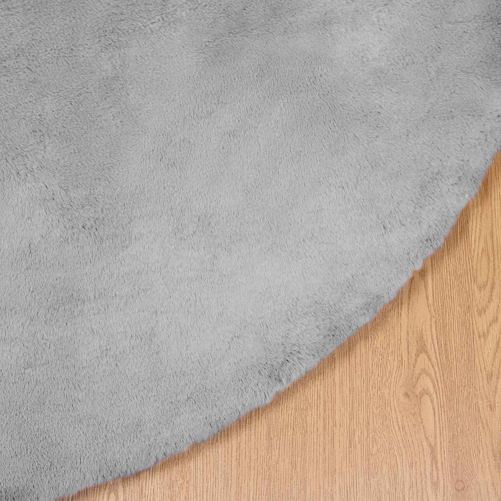 Covor din Blană Faux de Iepure Olite Gri Ø 100 cm Poliester GartenMobel Dekor