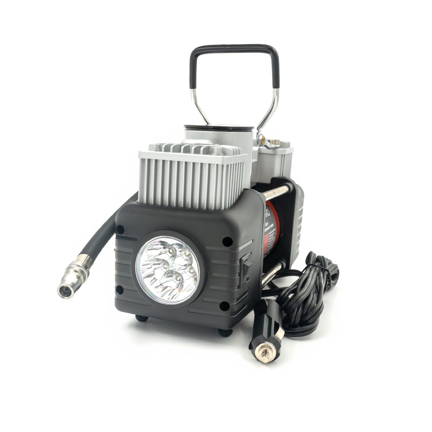 Compresor auto Carguard Heavy-Duty dublu cilindru – 50 L/min – 150 PSI – LED + kit reparație anvelope Best CarHome