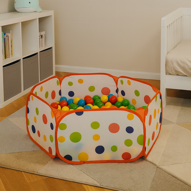 Cort pliabil pentru copii, model cu buline, 90 x 30 cm, multicolor, 3 ani+ MultiMark GlobalProd