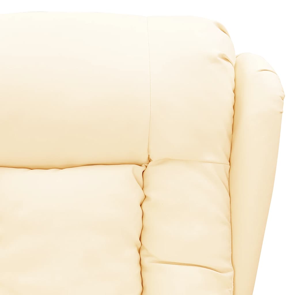 Fotoliu de masaj cu ridicare, crem, piele ecologică GartenMobel Dekor