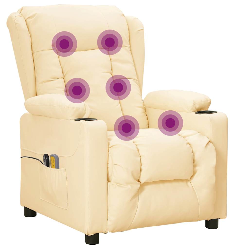 Fotoliu de masaj electric, crem, piele ecologică GartenMobel Dekor