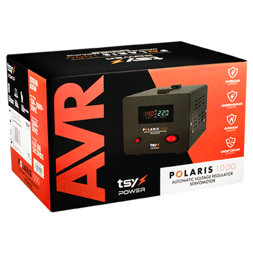 Regulator de tensiune cu servomotor, 1000VA, tensiune la intrare 150-260V, delay 6-180s AVR-POLARIS-1000VA SafetyGuard Surveillance