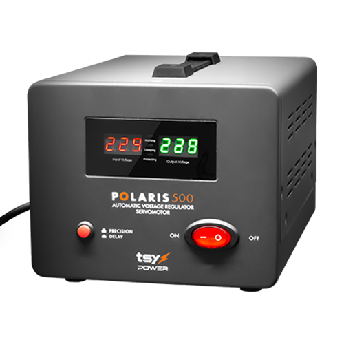 Regulator de tensiune cu servomotor, 500VA, tensiune la intrare 150-260V, delay 6-180s AVR-POLARIS-500VA SafetyGuard Surveillance