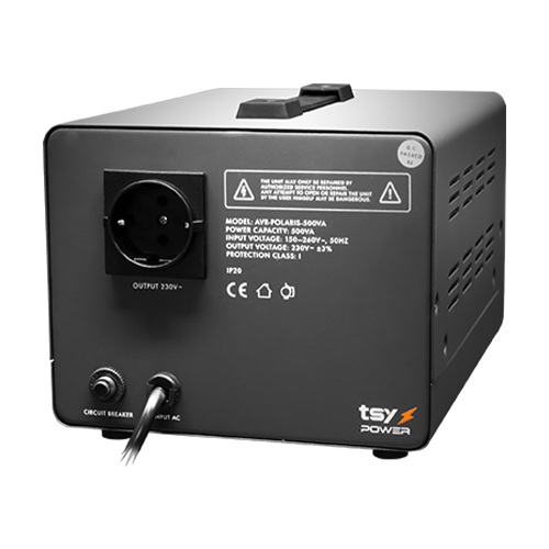 Regulator de tensiune cu servomotor, 500VA, tensiune la intrare 150-260V, delay 6-180s AVR-POLARIS-500VA SafetyGuard Surveillance