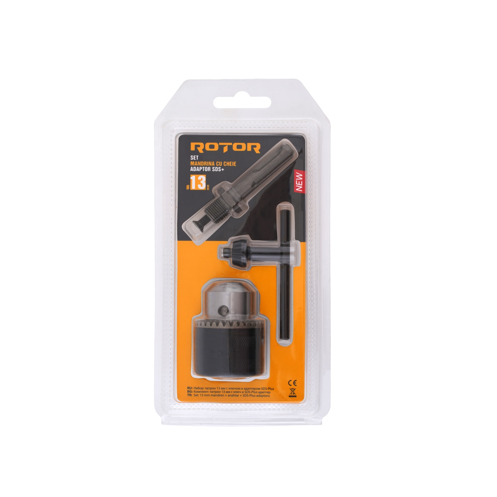 Set mandrina 13 mm cu cheie si adaptor SDS-Plus ROTOR Innovative ReliableTools