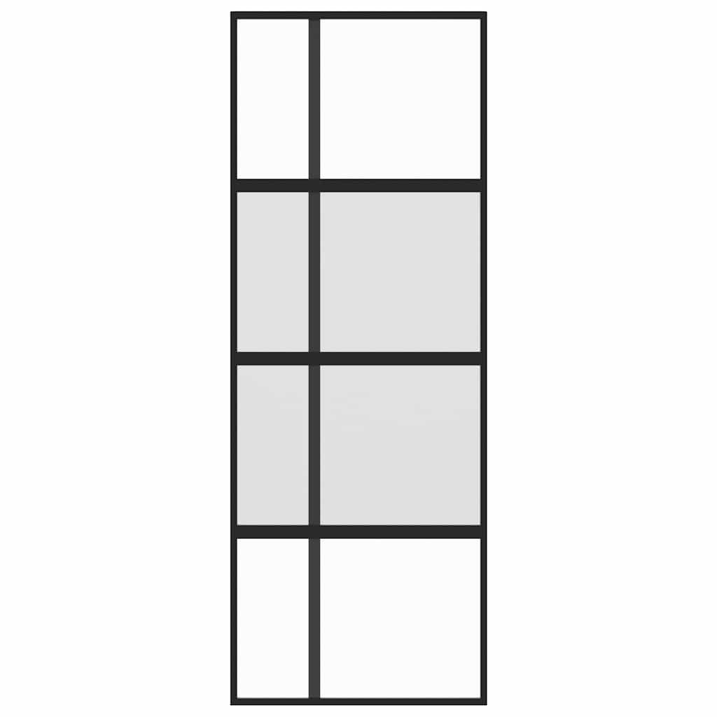 Ușă glisantă, negru, 76x205 cm, sticlă securizată și aluminiu GartenMobel Dekor