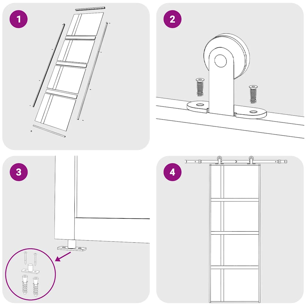 Ușă glisantă, negru, 76x205 cm, sticlă securizată și aluminiu GartenMobel Dekor