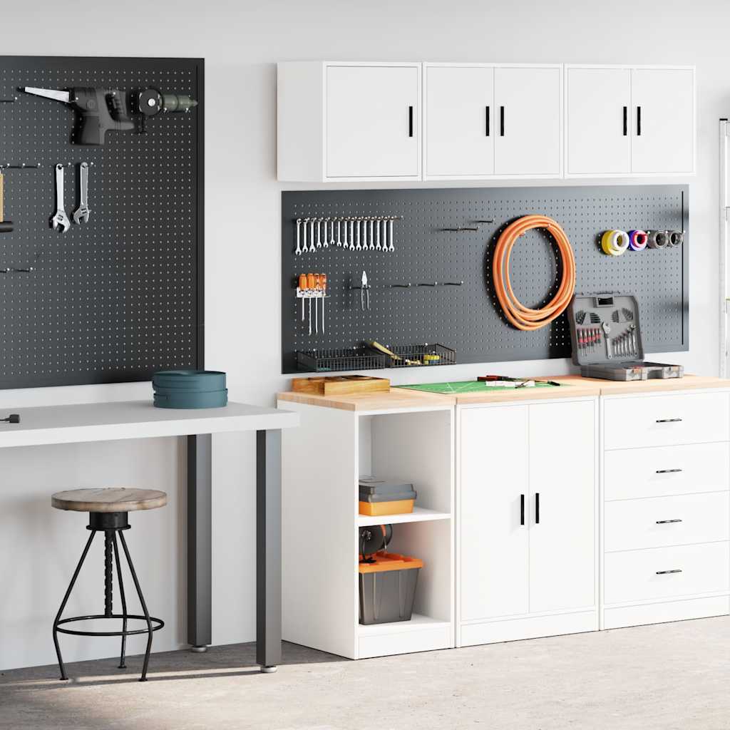 Dulapuri de garaj 2 buc Lemn artificial alb GartenMobel Dekor