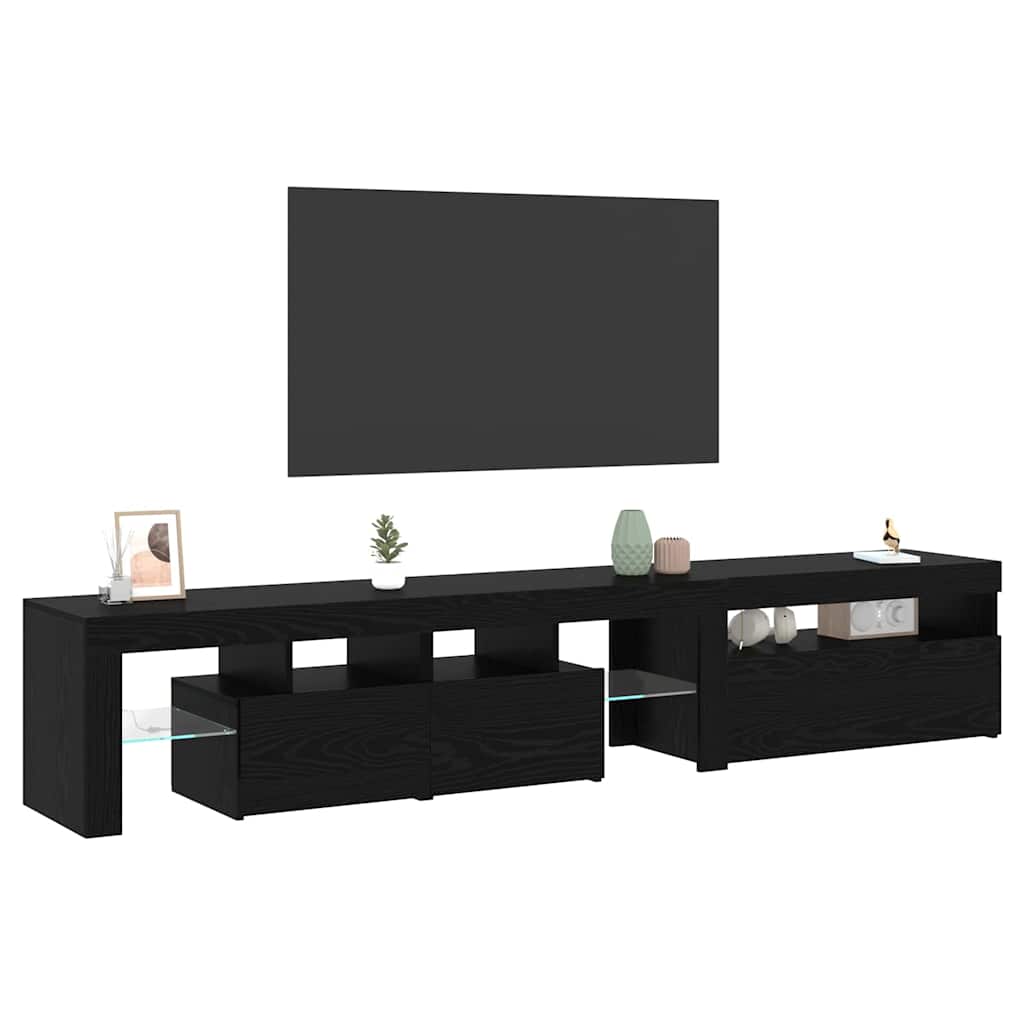 Cabinet TV 2 pcs Stejar Negru 260 x 37 x 40 cm Lemn compozit GartenMobel Dekor