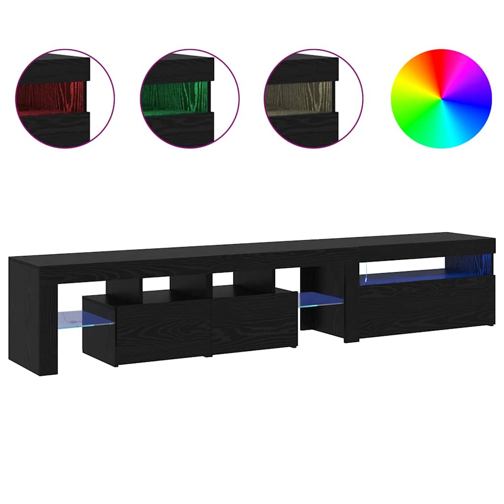 Cabinet TV 2 pcs Stejar Negru 260 x 37 x 40 cm Lemn compozit GartenMobel Dekor