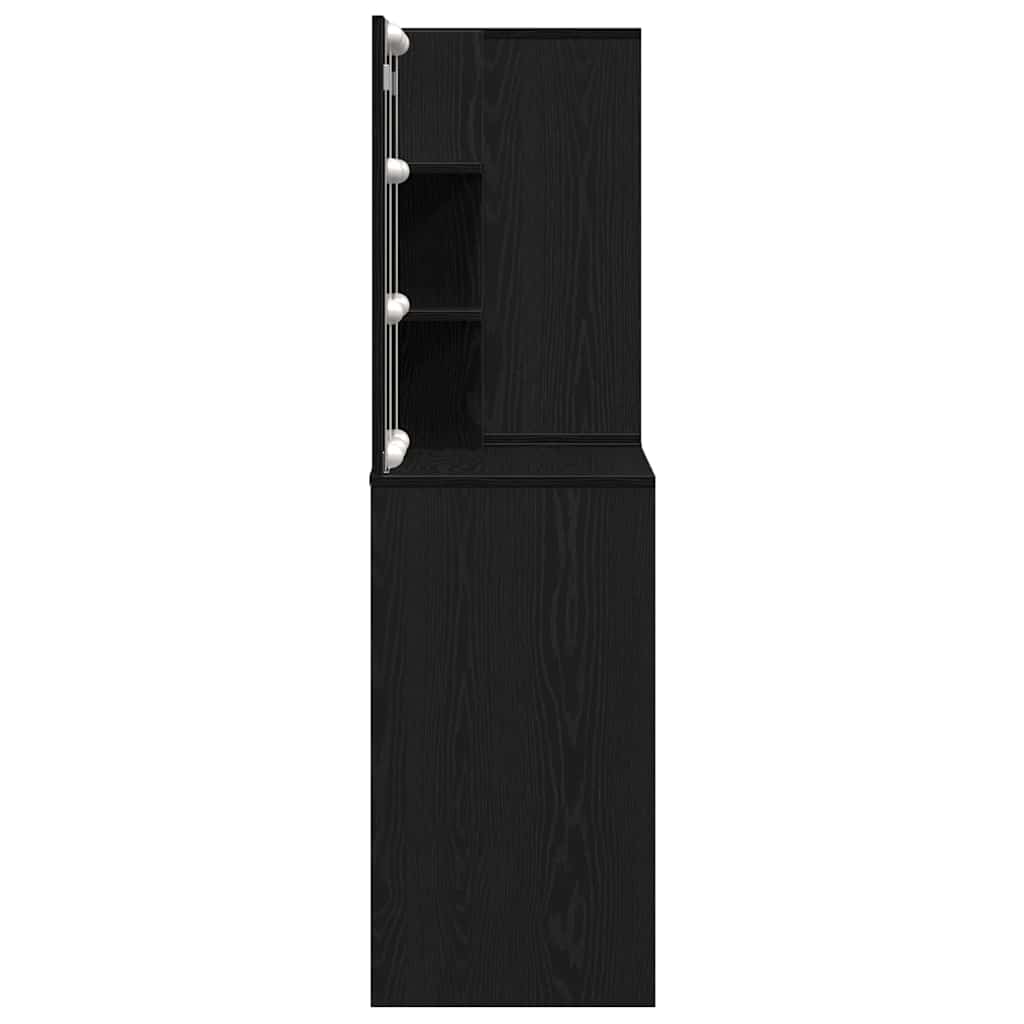 Set masă de machiaj cu LED Stejar Negru 140 x 40 x 140 cm GartenMobel Dekor