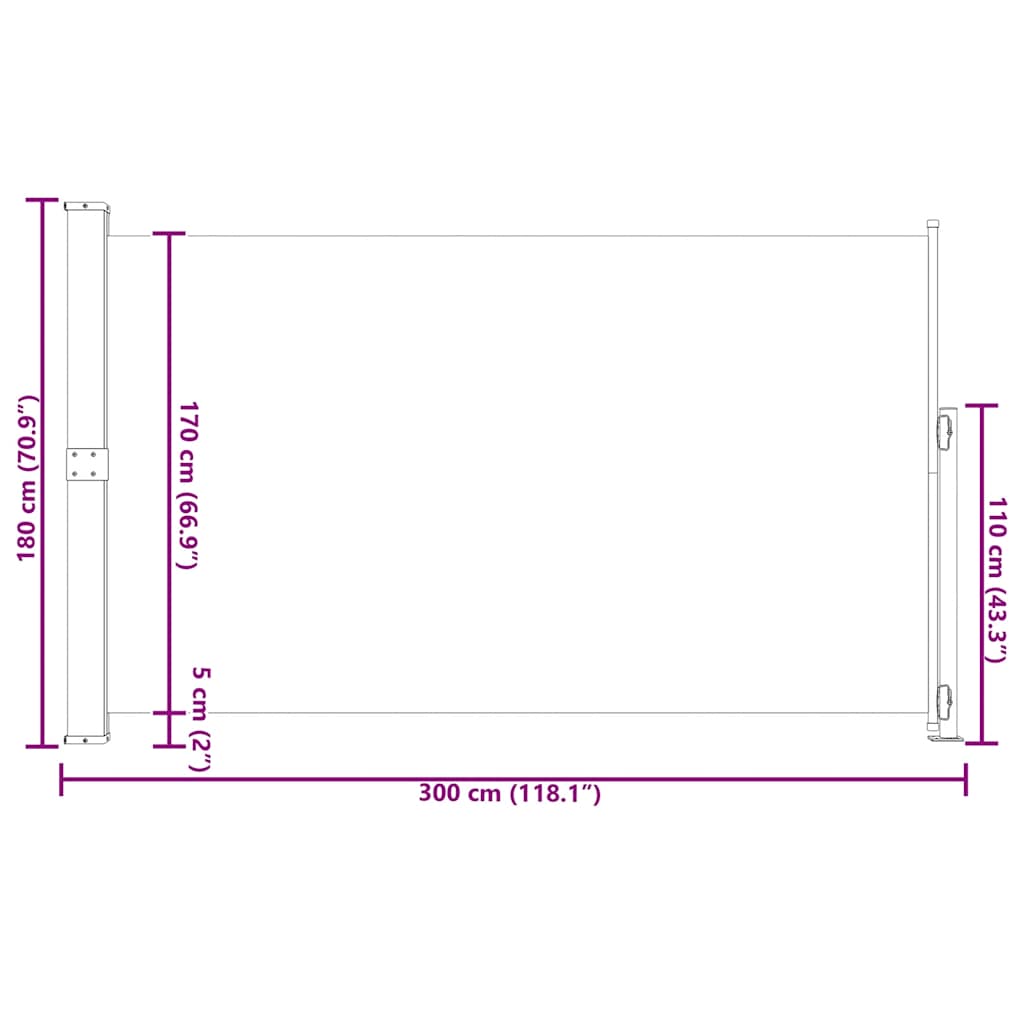 Copertină laterală retractabilă de terasă, negru, 180x300 cm GartenMobel Dekor