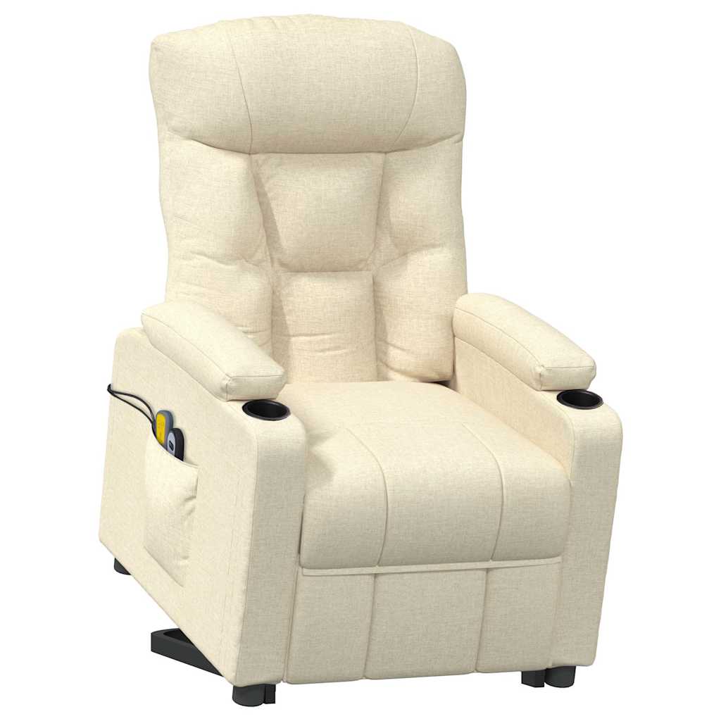 Fotoliu de masaj cu ridicare, crem, material textil GartenMobel Dekor
