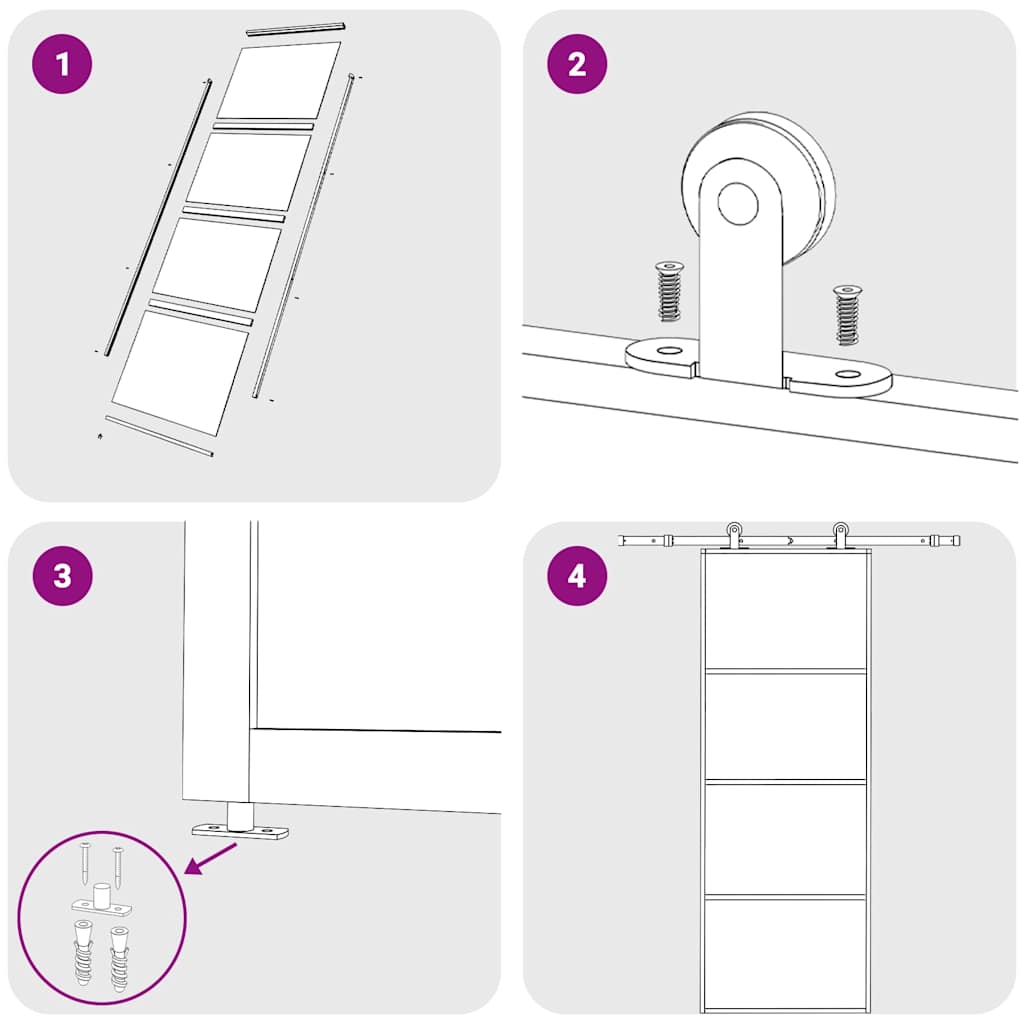 Ușă glisantă, alb, 76x205 cm, sticlă mată ESG și aluminiu GartenMobel Dekor