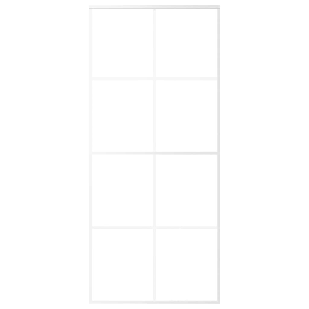 Ușă glisantă, alb, 90x205 cm, sticlă ESG mată și aluminiu GartenMobel Dekor