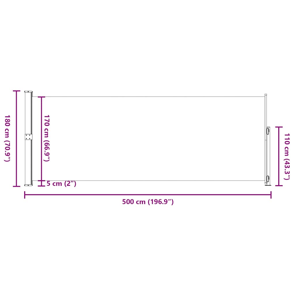 Copertină laterală retractabilă de terasă, negru, 180x500 cm GartenMobel Dekor