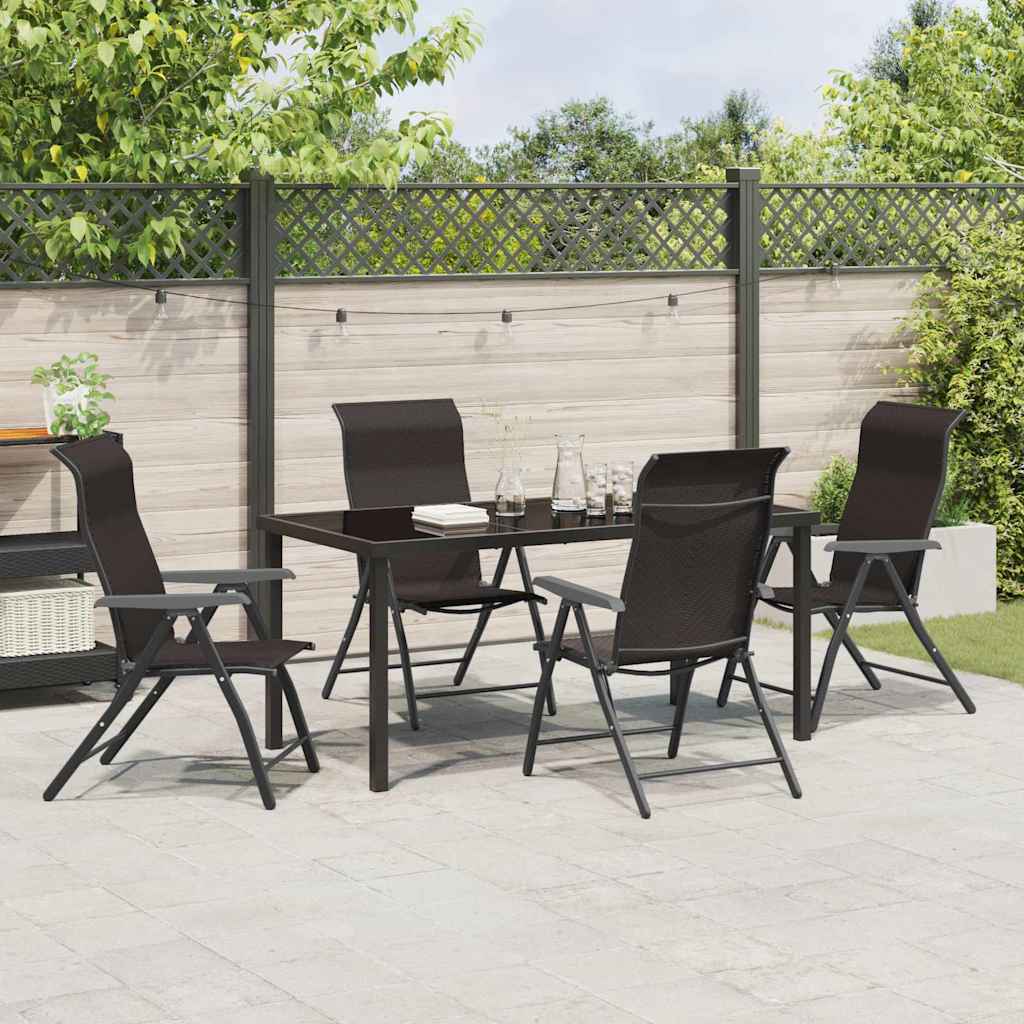 Set de masă pentru grădină 5 pcs Negru de cafea Rattan poli GartenMobel Dekor