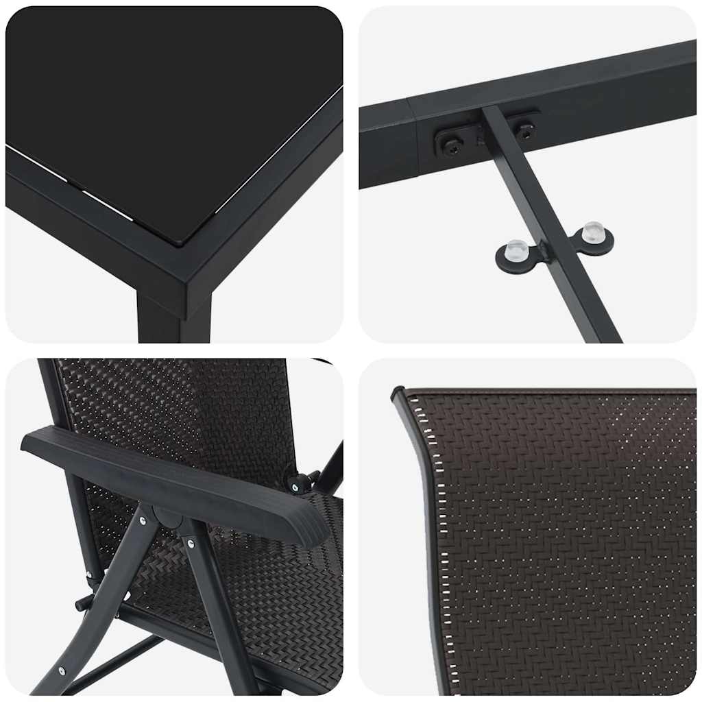 Set de masă pentru grădină 5 pcs Negru de cafea Rattan poli GartenMobel Dekor