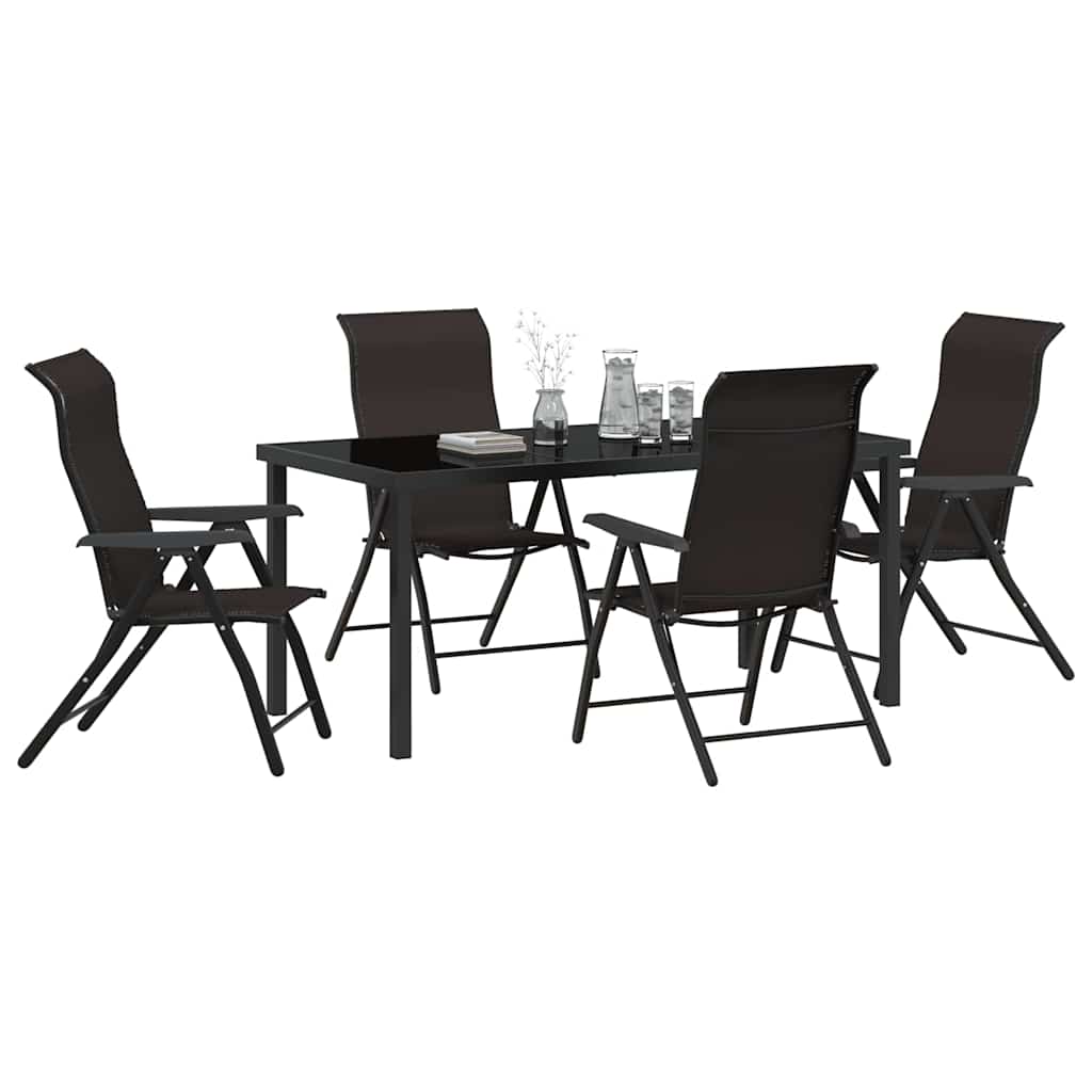 Set de masă pentru grădină 5 pcs Negru de cafea Rattan poli GartenMobel Dekor