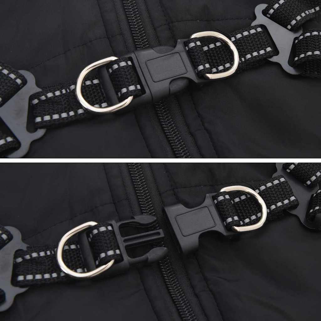 Haina pentru Câini cu ham Negru 2XL Fleece și poliester GartenMobel Dekor