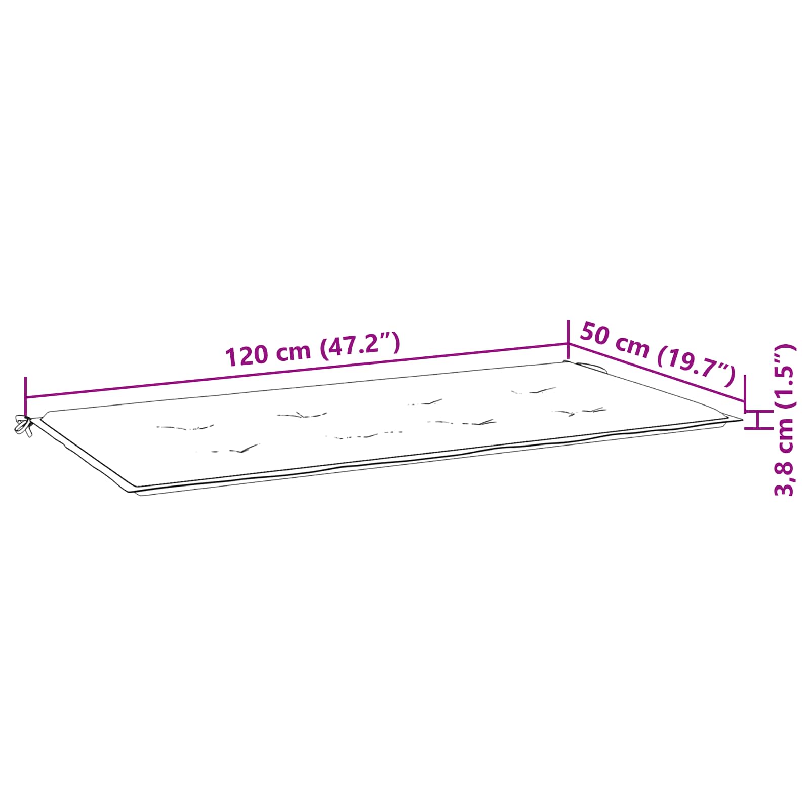 Perna pentru bănci de grădină Roz 120 x 50 x 4 cm Tafeta Oxford GartenMobel Dekor