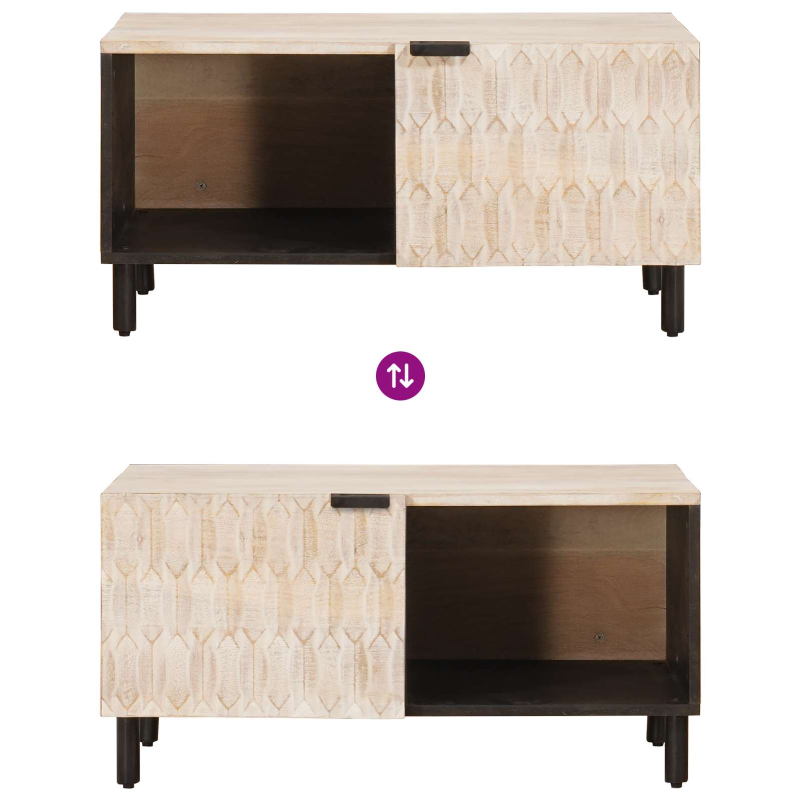 Masă de cafea Alb 80 x 50 x 40 cm Lemn de mango solid GartenMobel Dekor