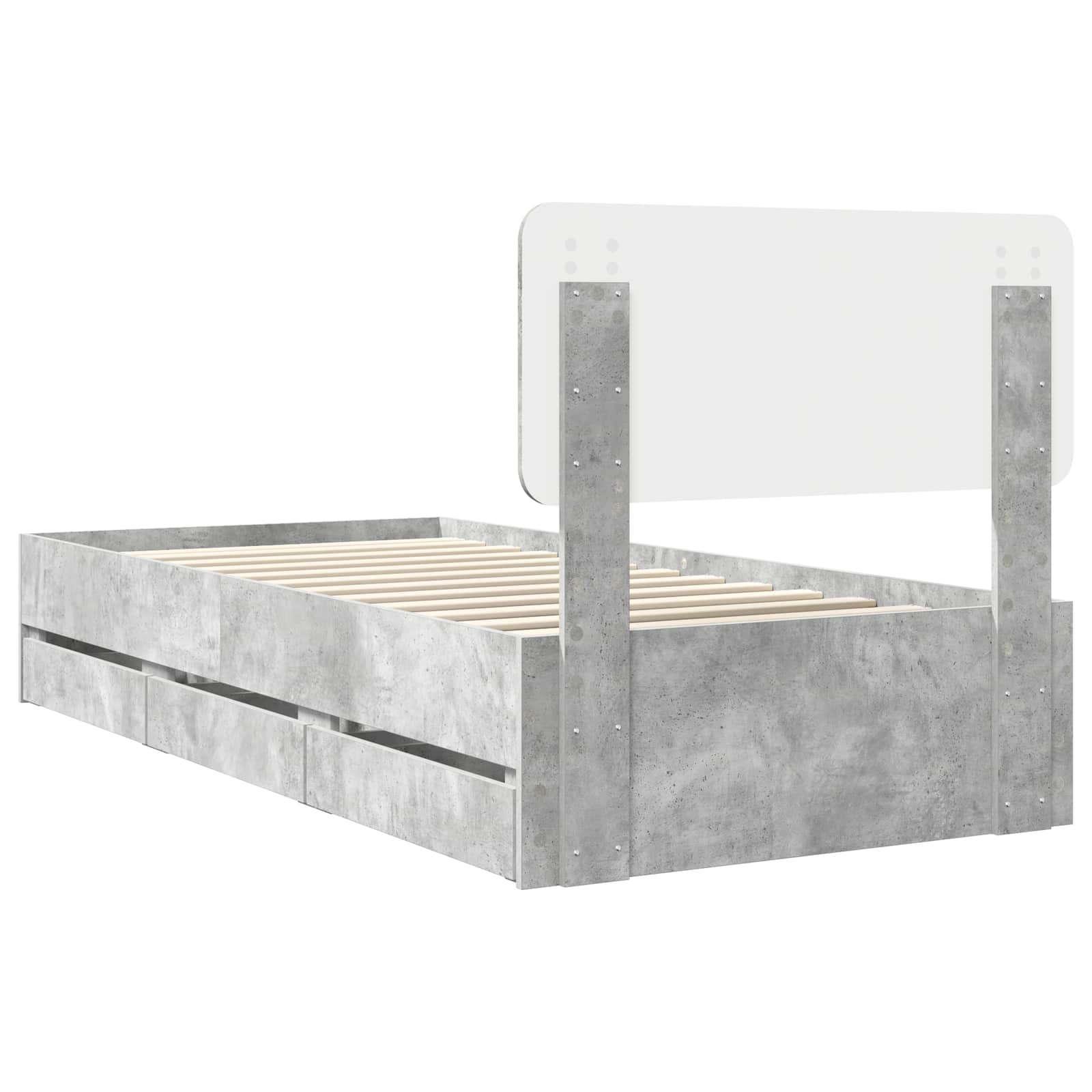 Cadru de pat Gri din beton 100 x 200 cm Lemn Ingineresc GartenMobel Dekor