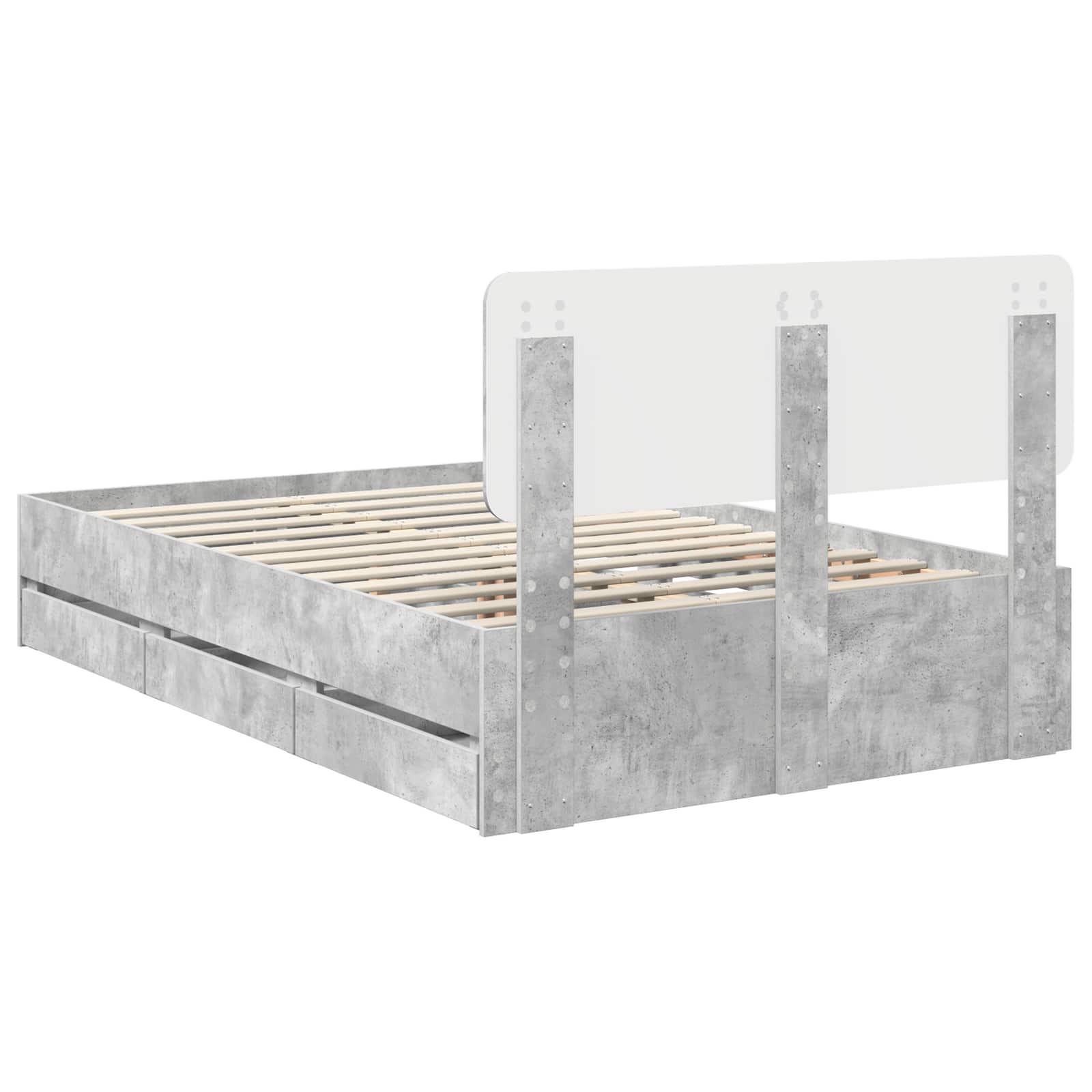 Cadru de pat Gri din beton 120 x 190 cm Lemn Ingineresc GartenMobel Dekor