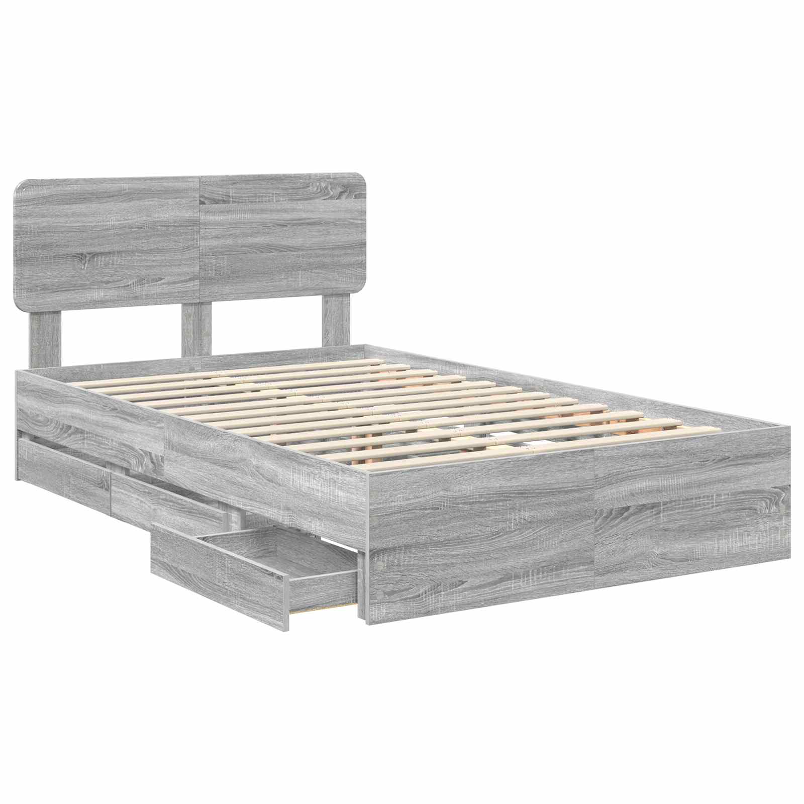 Cadru de pat cu sertar Gri Sonoma 120 x 190 cm Lemn Ingineresc GartenMobel Dekor