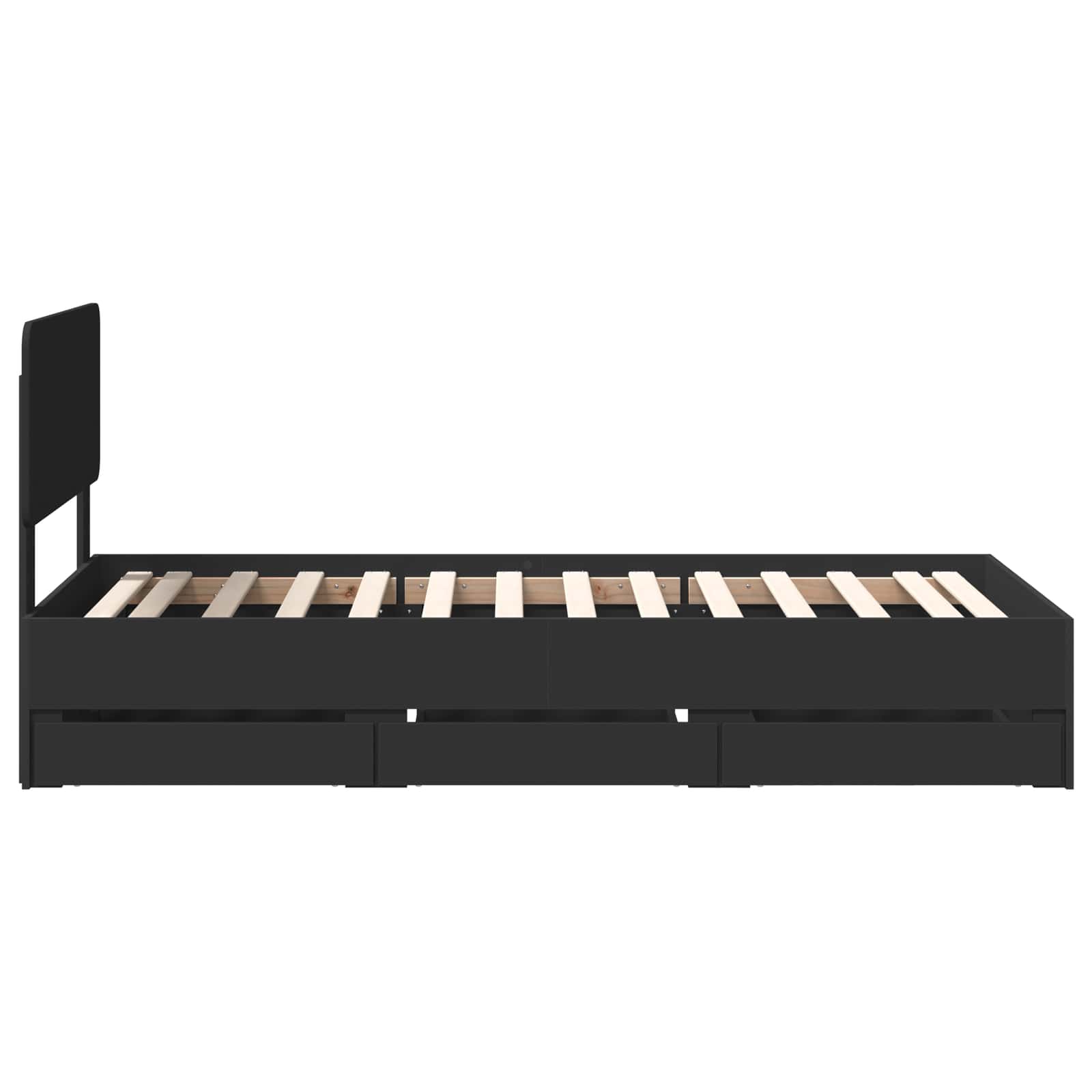 Cadru de pat cu sertar Negru 90 x 190 cm Lemn Ingineresc GartenMobel Dekor