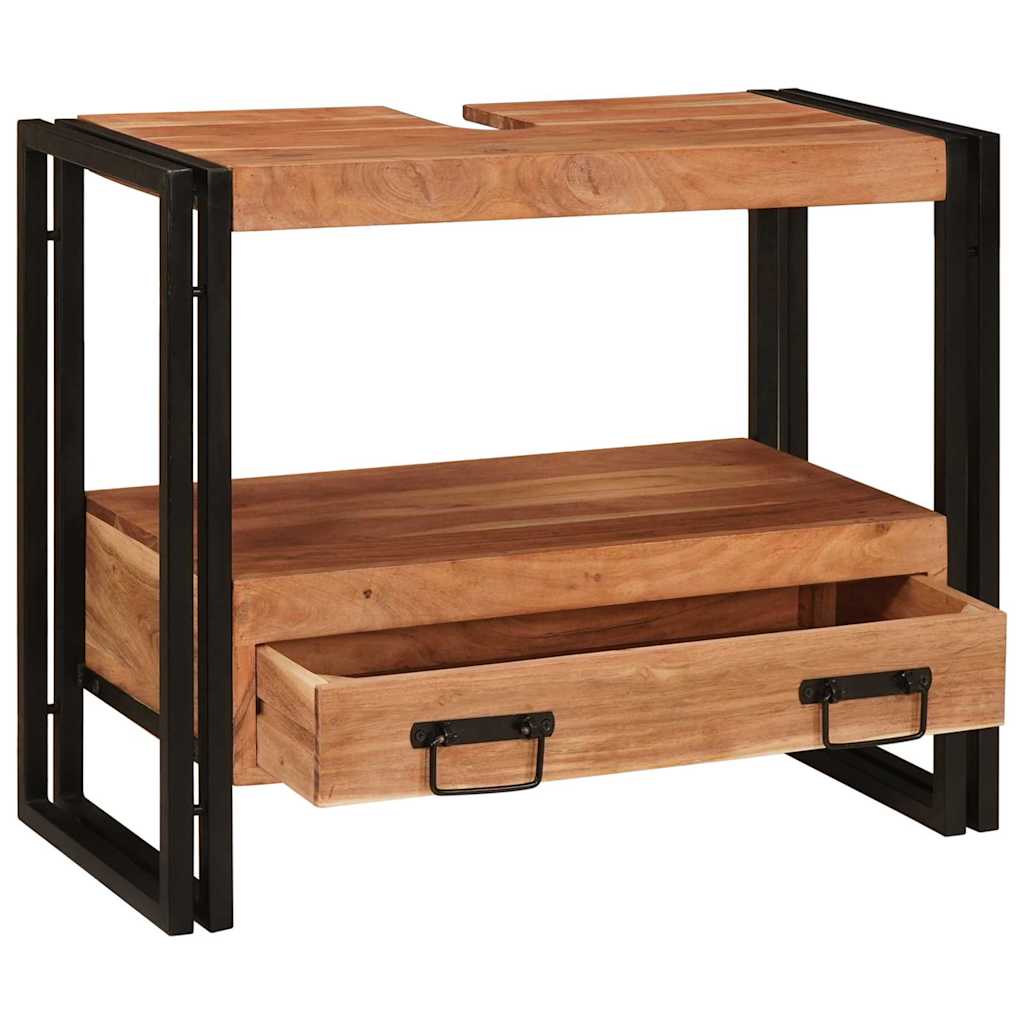 Dulap pentru chiuvetă de baie Lemn masiv de acacia și fier GartenMobel Dekor