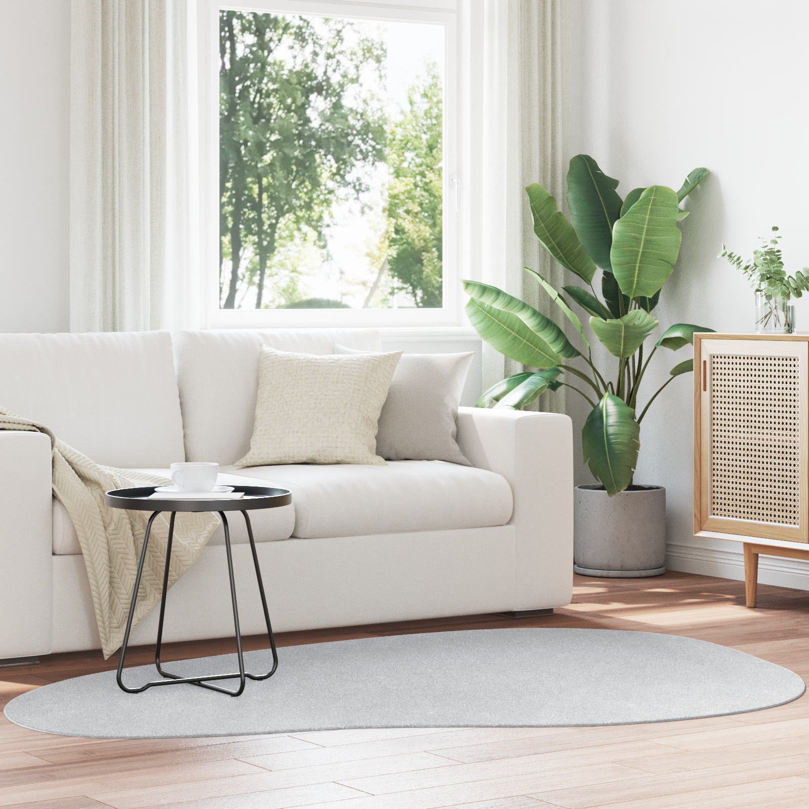 Covor HUARTE Gri 140 x 200 cm Poliester GartenMobel Dekor