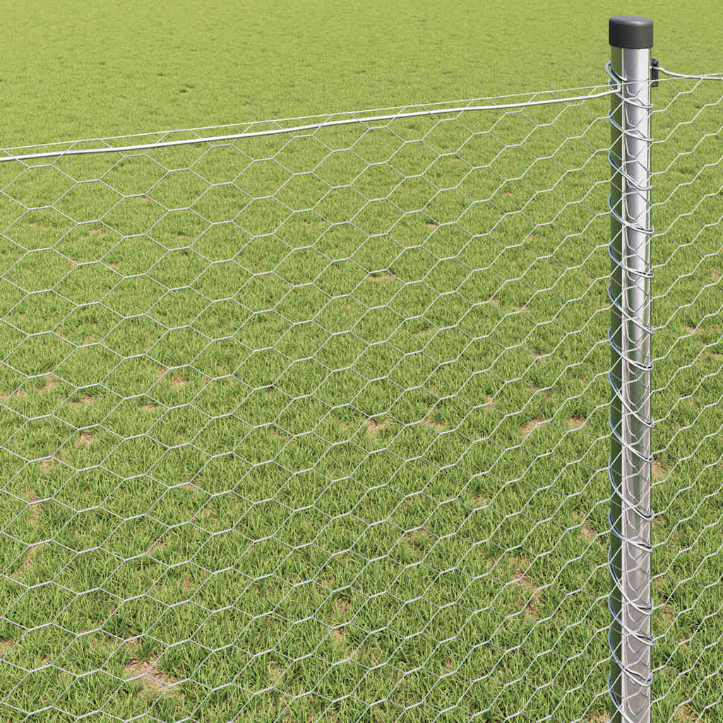 Gard hexagonal Argintiu 1,2 x 10 m Oțel galvanizat GartenMobel Dekor