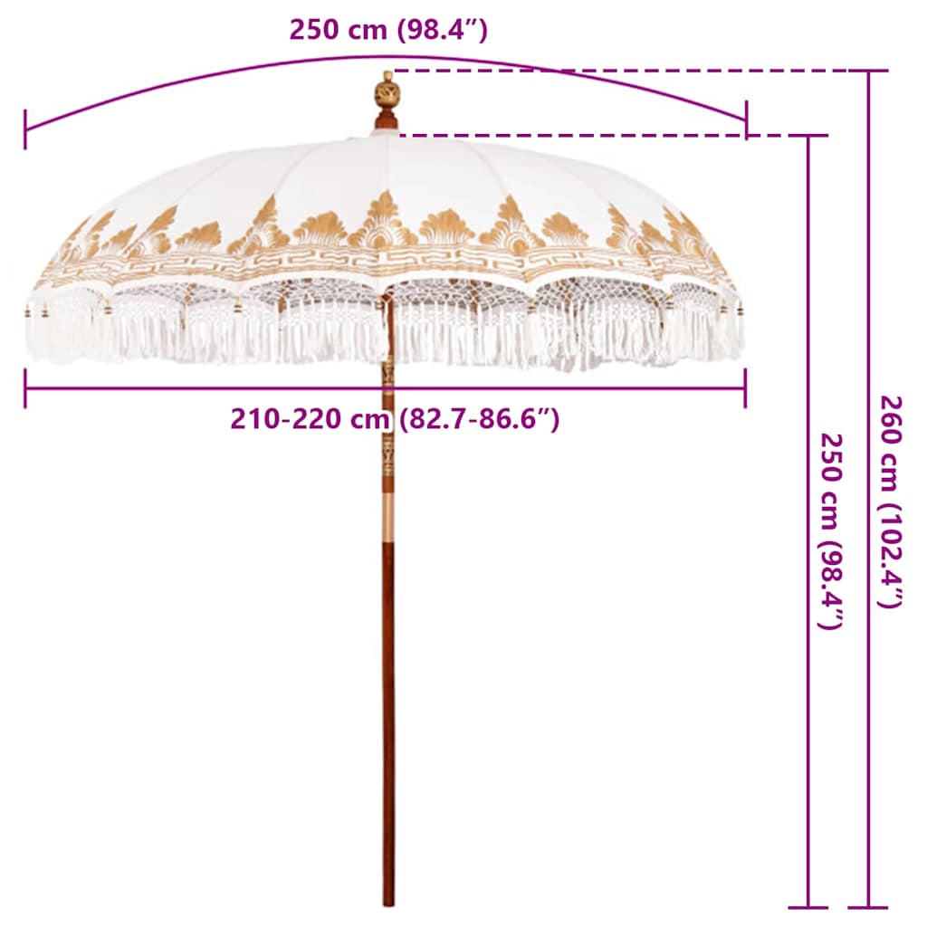 Parasol Balinez Crem 215 x 215 x 260 cm GartenMobel Dekor