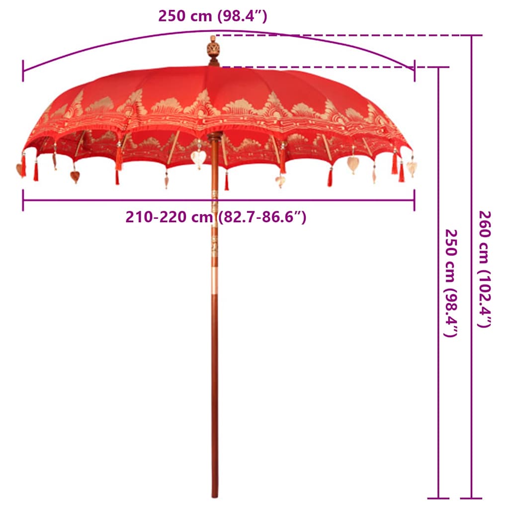 Parasol Balinez Roșu 215 x 215 x 260 cm GartenMobel Dekor