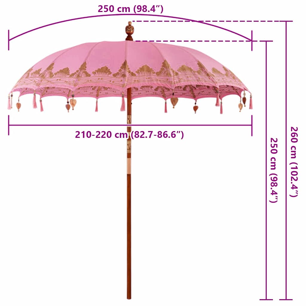 Parasol Balinez Roz 215 x 215 x 260 cm GartenMobel Dekor