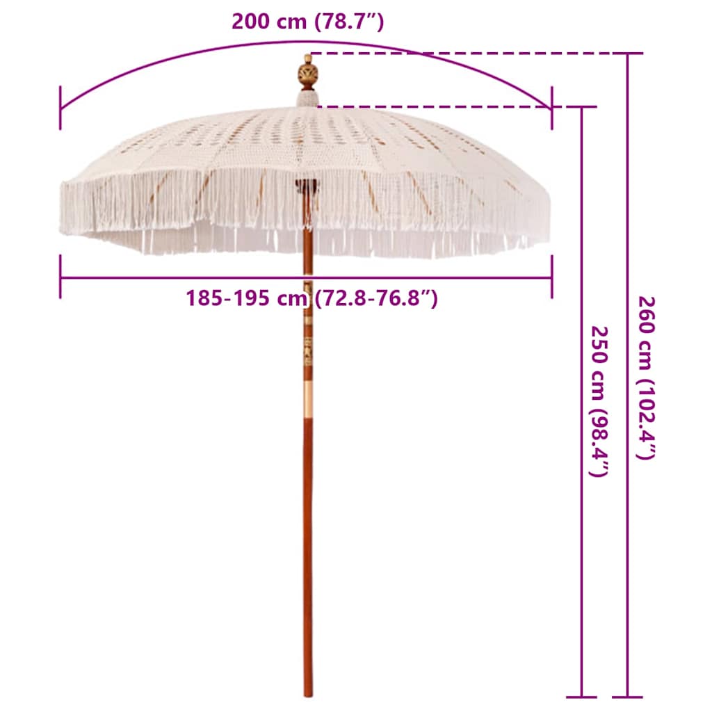 Umbrelă macramé Crem 190 x 190 x 260 cm GartenMobel Dekor