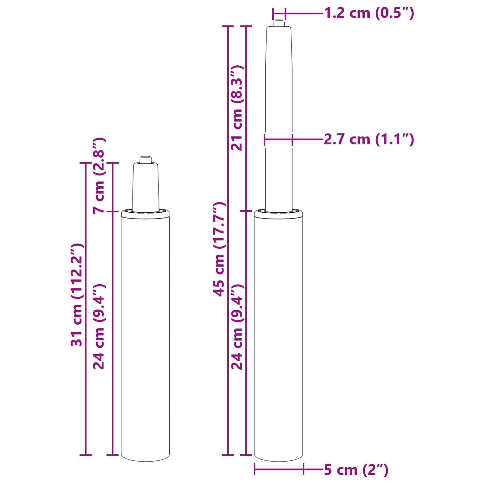 Cilindru de Gaz pentru Scaun de Birou Crom 14 cm Fier GartenMobel Dekor