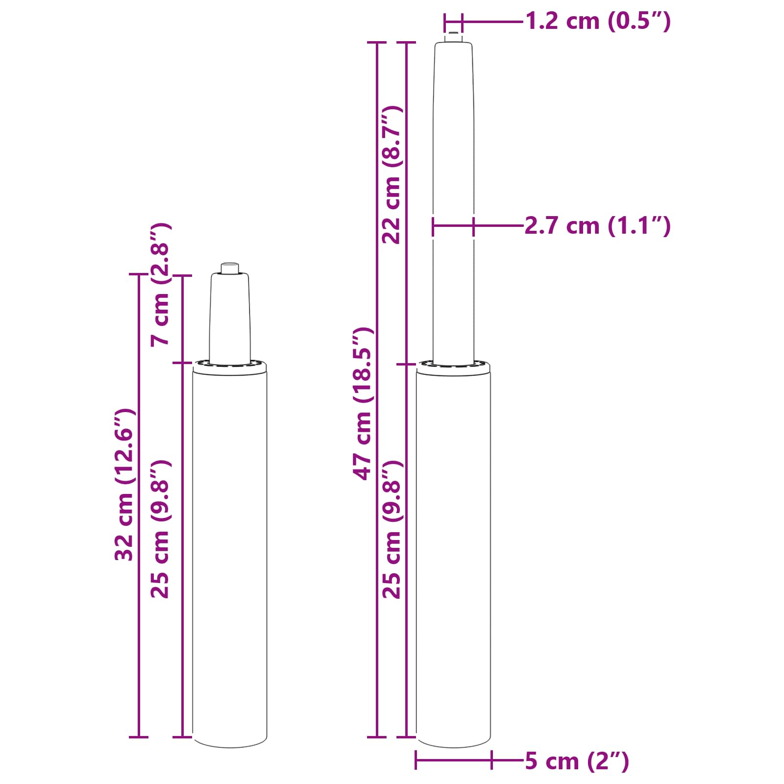 Cilindru de Gaz pentru Scaun de Birou Crom 15,5 cm Fier GartenMobel Dekor