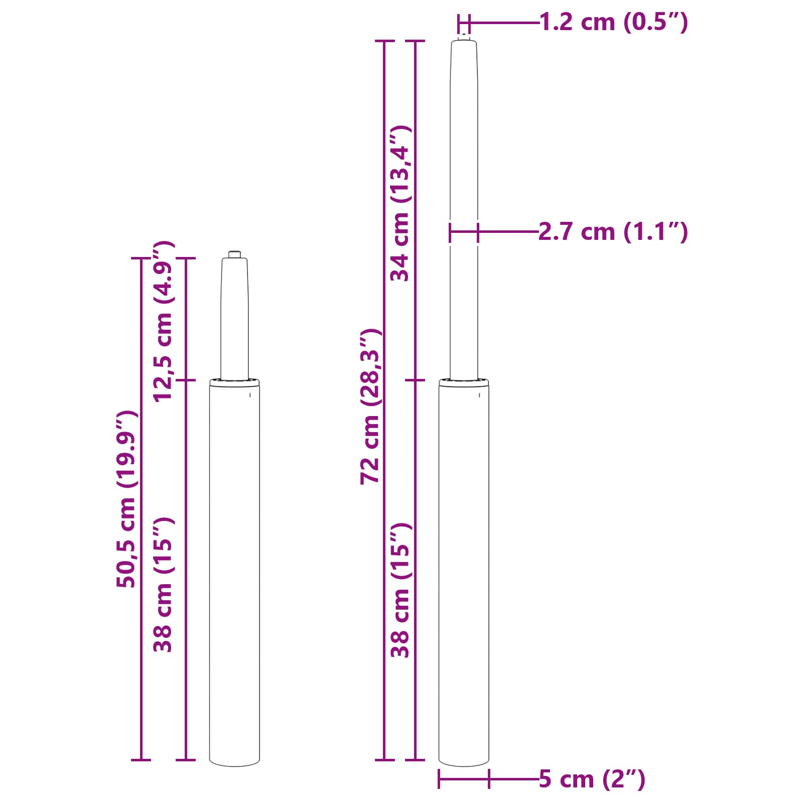 Cilindru de Gaz pentru Scaun de Birou Crom 21,5 cm Fier GartenMobel Dekor