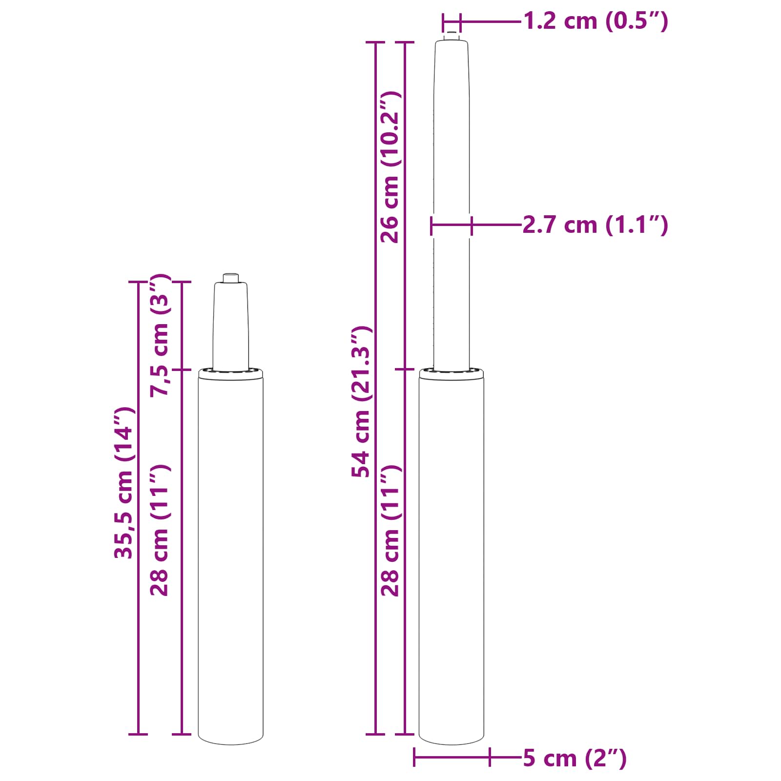 Cilindru de Gaz pentru Scaun de Birou Negru 18,5 cm Fier GartenMobel Dekor